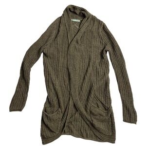 Maurices Olive Green Knit Open Front Cardigan Sweater Pockets Casual Comfy sz‎ M